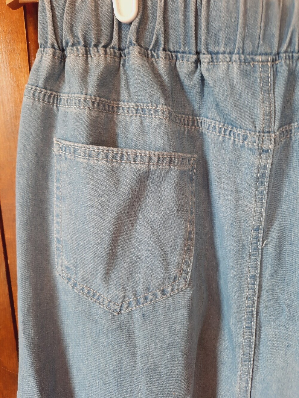 Handmade Denim Chambray Elastic Waist Boho Western Jean Maxi Skirt Size Medium - Picture 11 of 11